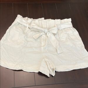 a new day Women's Cream Paper Bag Waist Shorts